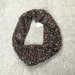 New Directions Loop Scarf Womens Black Story Boucle Knit Warm Soft Infinity Cozy